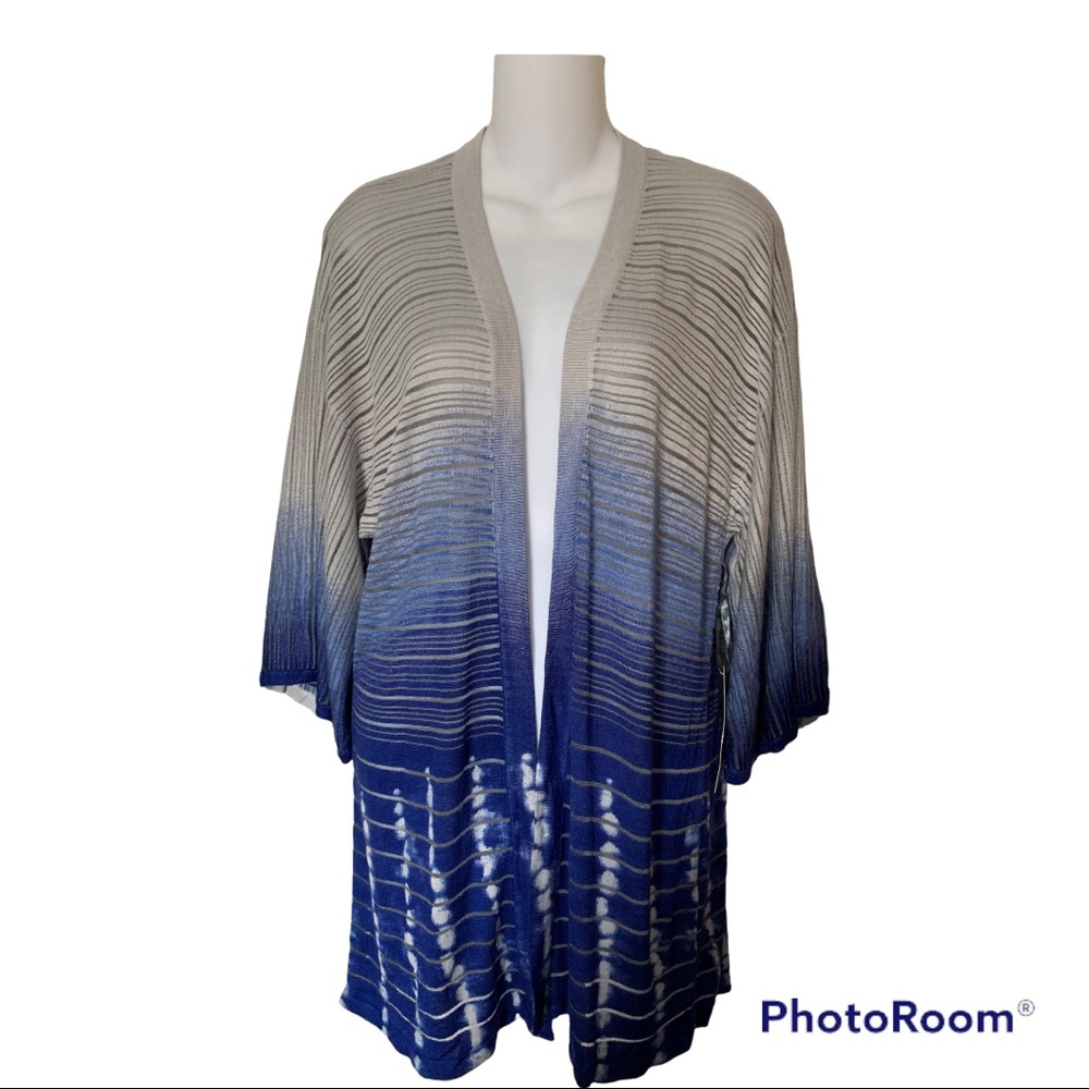 Chico’s Travelers Open Jacket Cardigan Ombre Tie Dye NWT Size 0 Small - Picture 2 of 8